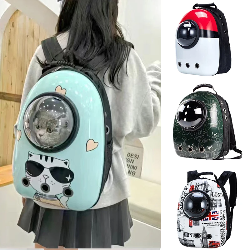 Cartoon Print Cat Backpack Carrier Pet Outdoor Travel Supplies for Cats Kitten Breathable Cat Transport Bags mochila para gato