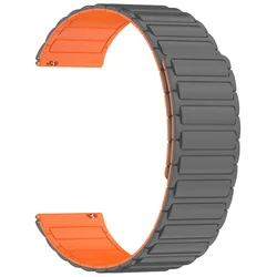 Silicone Magnetic Loop Strap - 22mm Sport Wristband Bracelet for Realme Watch 2 2 Pro (SC - Grey Orange)