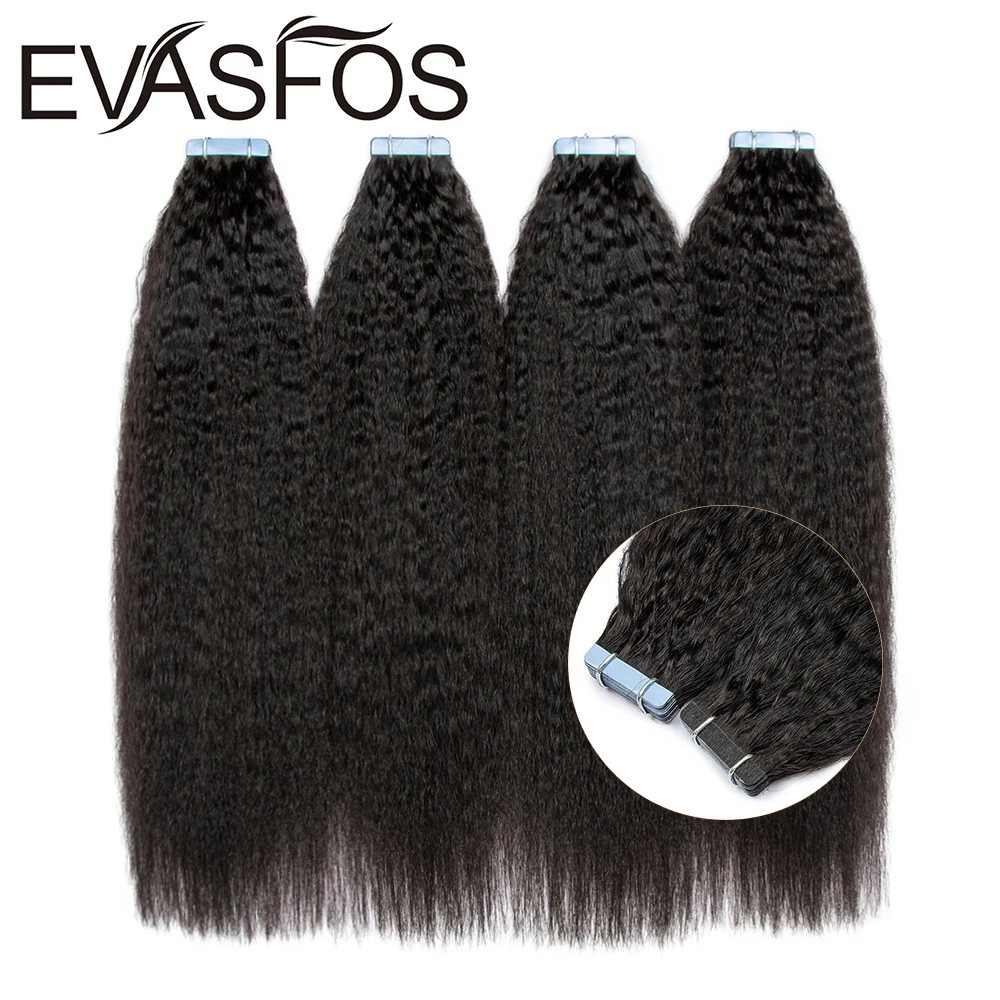 Kinky Straight Tape Extensions Human Hair Invisible Straight Tape