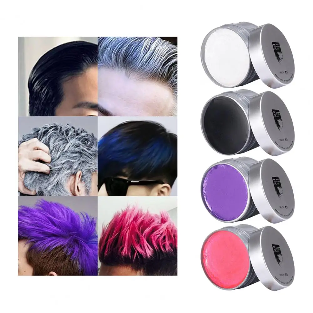 6 Colors Temporary Hair Dye Wax - 6 in 1 White Sliver Blue Purple Red Gold - Natural Matte Hairstyle Fashion DIY Hair for Party, Cosplay, Other