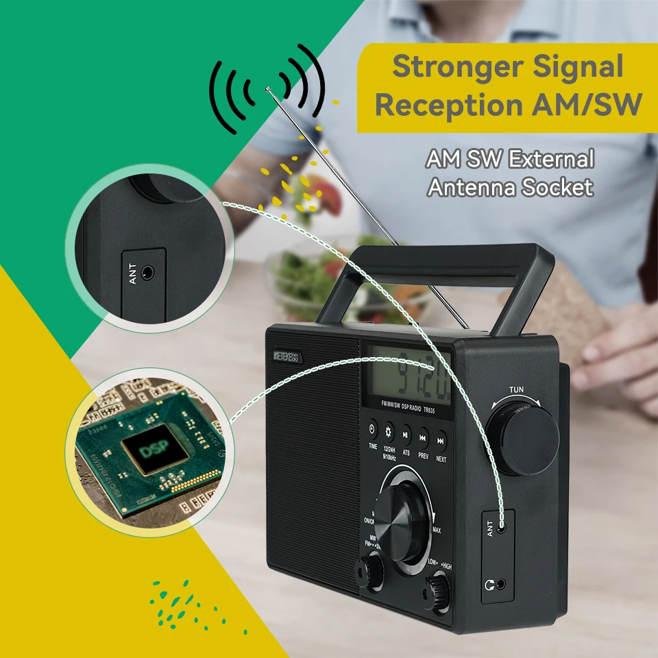 Retekess TR635 Radio Portable AM FM SW Shortwave Radio Multiband