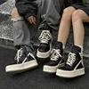Women Men Platform Sneakers,Round Designer Original High Top Women Shoes,Ankle Boot Leather Chunky Thick Sole Flat Zip Shoes 4