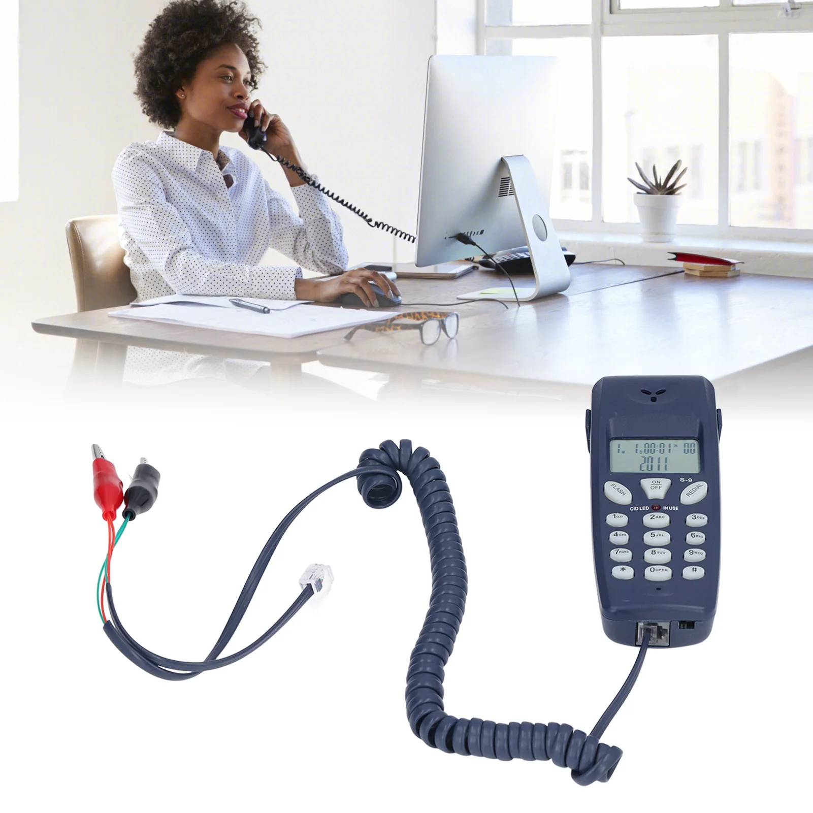 Corded Landline Corded Phone Corded Phone FSK DTMF 12 Bit LCD Display Wired Telephone with Redial Pause Function for Home