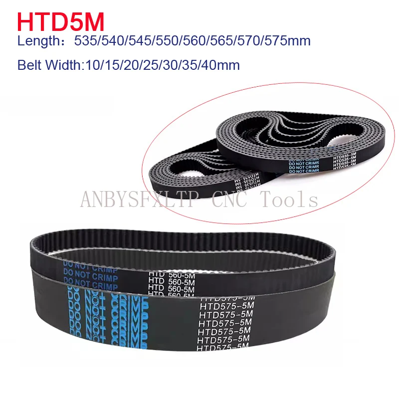 

HTD5M Rubber Closed Loop Synchronous Belt Length 535/540/545/550/560/565/570/575mm Width 10/15/20/25/30/35/40mm 5M Timing Belt