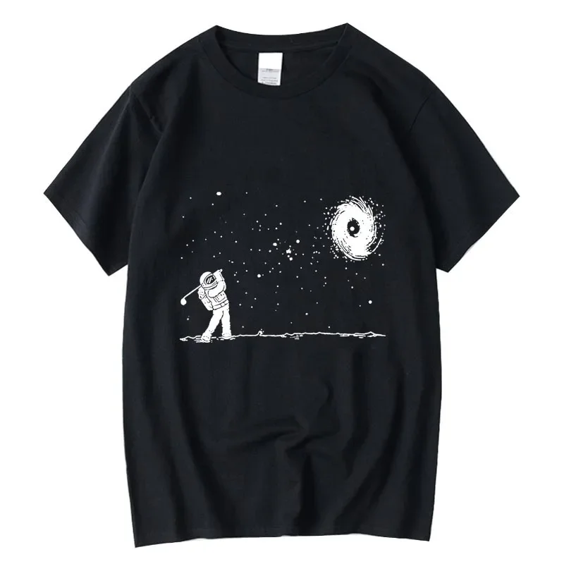 Sommer Herren Hochwertiges Baumwollmischgewebe Lustiges Astronauten-Print T-Shirt Lockerer O-Ausschnitt Herren T-Shirt Kurzarm T-Shirt Männer Tee Tops