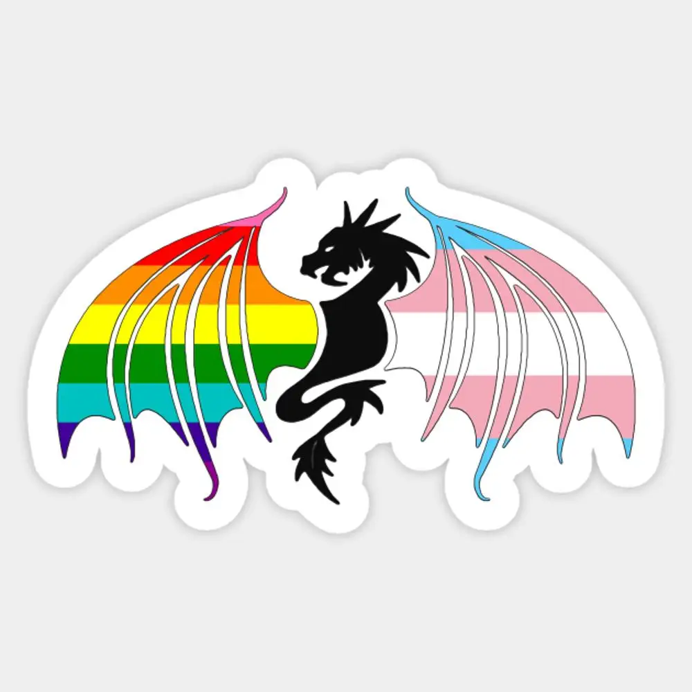 

Гей + Trans Pride наклейка дракон для декора ноутбука, спальни, автомобиля, милый мультяшный модный чемодан для общественных мест