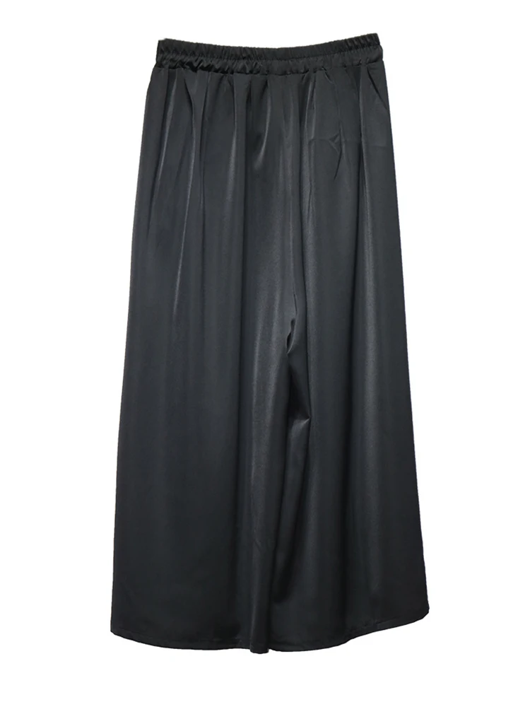 [EAM] High Elastic Waist Black Pattern Printed Long Wide Leg Pants New Trousers Women Fashion Tide Spring Autumn 2026 1DJ0899