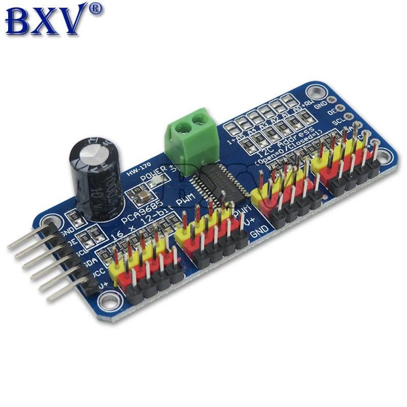 16 Canali 12-Bit Pca9685 Pwm/Servo Driver-I2C Modulo Di Interfaccia Raspberry Pi Shield Module Servo Shield Board Ibuw