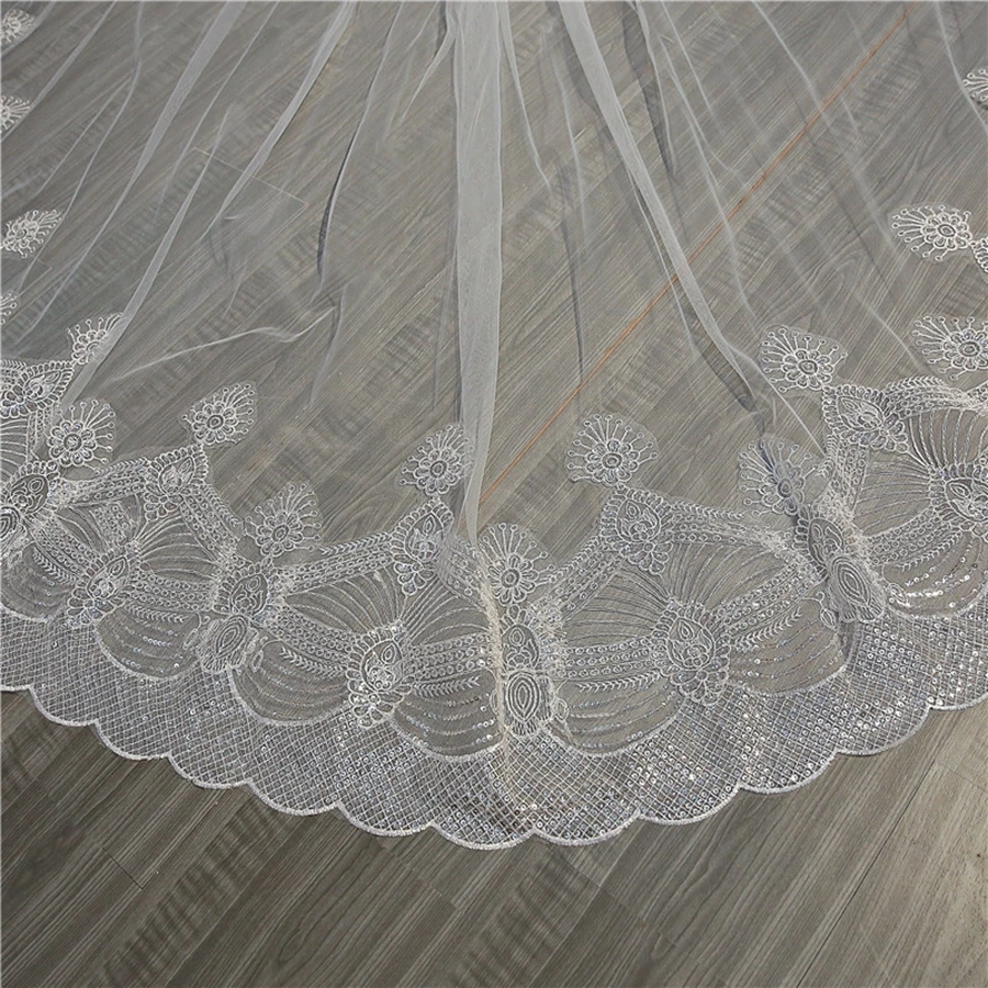 Elegant Lace Applique Wedding Veil With Butterflies With Comb For Girls  Cathedral Luxury Long Chapel Length From Kuaileju, $27.23