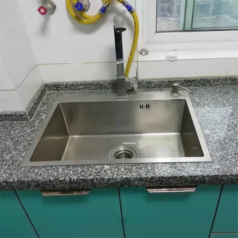 Modern Stainless Steel Kitchen Sinks Home Single Hole Kitchen Sink Under Counter Wash Basin Nano Handmade Accessories