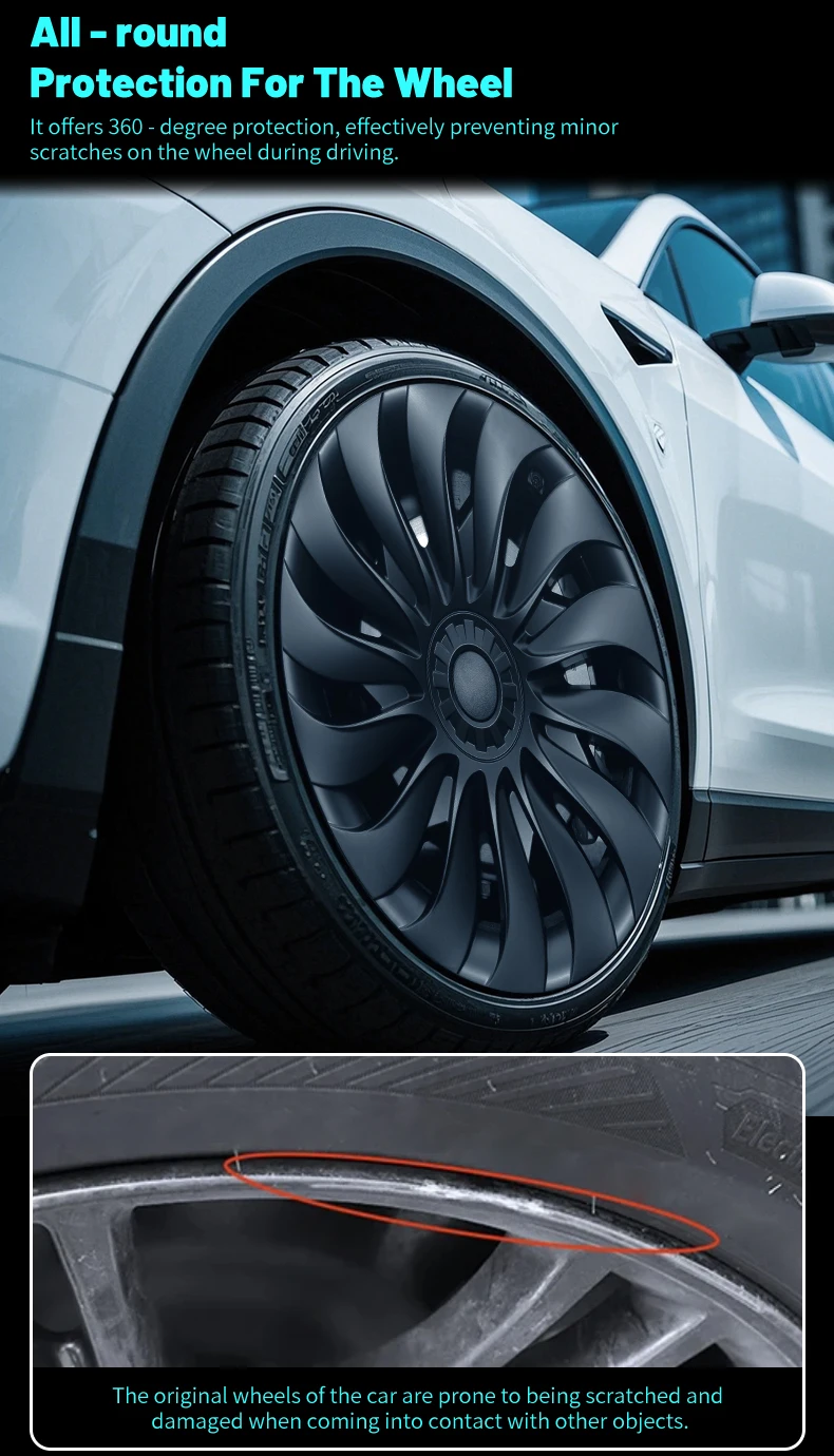4 Stück 18 Zoll Radkappen für Tesla Model 3 Highland 2024-2026 15. Stil Radkappen-Ersatz Radabdeckungen Vollfelgen-Zubehör – Detail 4