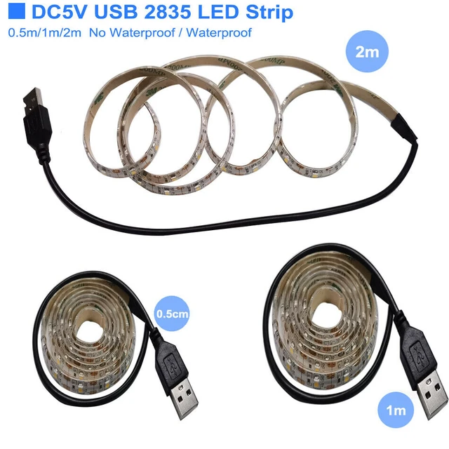1M-5M 5V LED Strip Lights Cool Warm White Camping USB Powered Cable Light