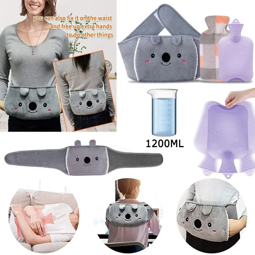 1200ML Hot Water Bag Autumn Winter Plush Hot Water Bottle Soft Warm Water Bag Pouch Neck Shoulder Back Hand Legs Waist