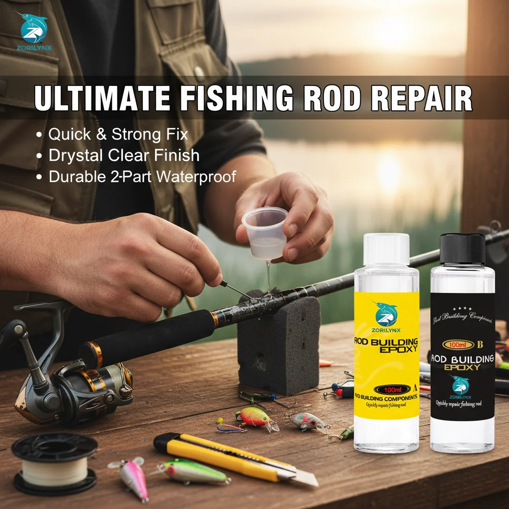 Kit époxy réparation canne pêche ZORILYNX - colle waterproof A&B pour fixation guides durable