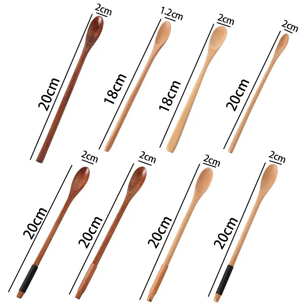 Description Picture 6 of itemWood Spoons Cooking Honey Sugar Spoon Tea Coffee Stirring Spoons Long Handle Honey Tea Coffee Soup Scoops Kitchen Accessories