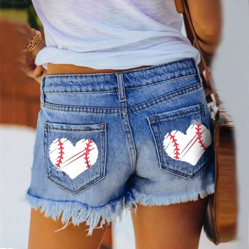 Women Single-breasted Splice Denim Shorts Fashion Broken Holes Tassel Three Quarter Pants Female Summer Casual Trend Streetwear
