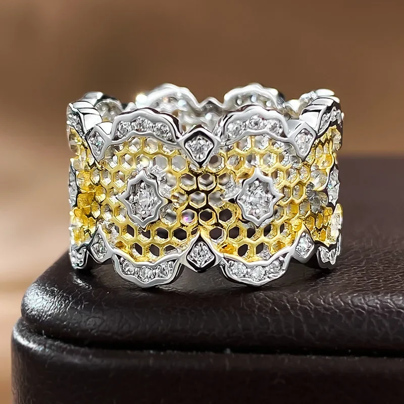 

Новинка кружевное кольцо S925 посеребренное кольцо в сеточку женское кольцо в европейском и американском стиле Широкий выпуск