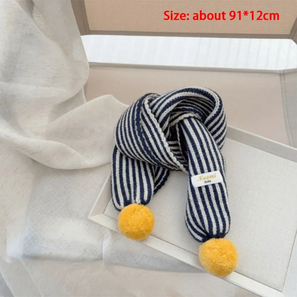 New Stripe Knitted Scarf Windproof Cold Proof Keep Warm Blanke Colorful Pom Pom Neck Warmer Winter