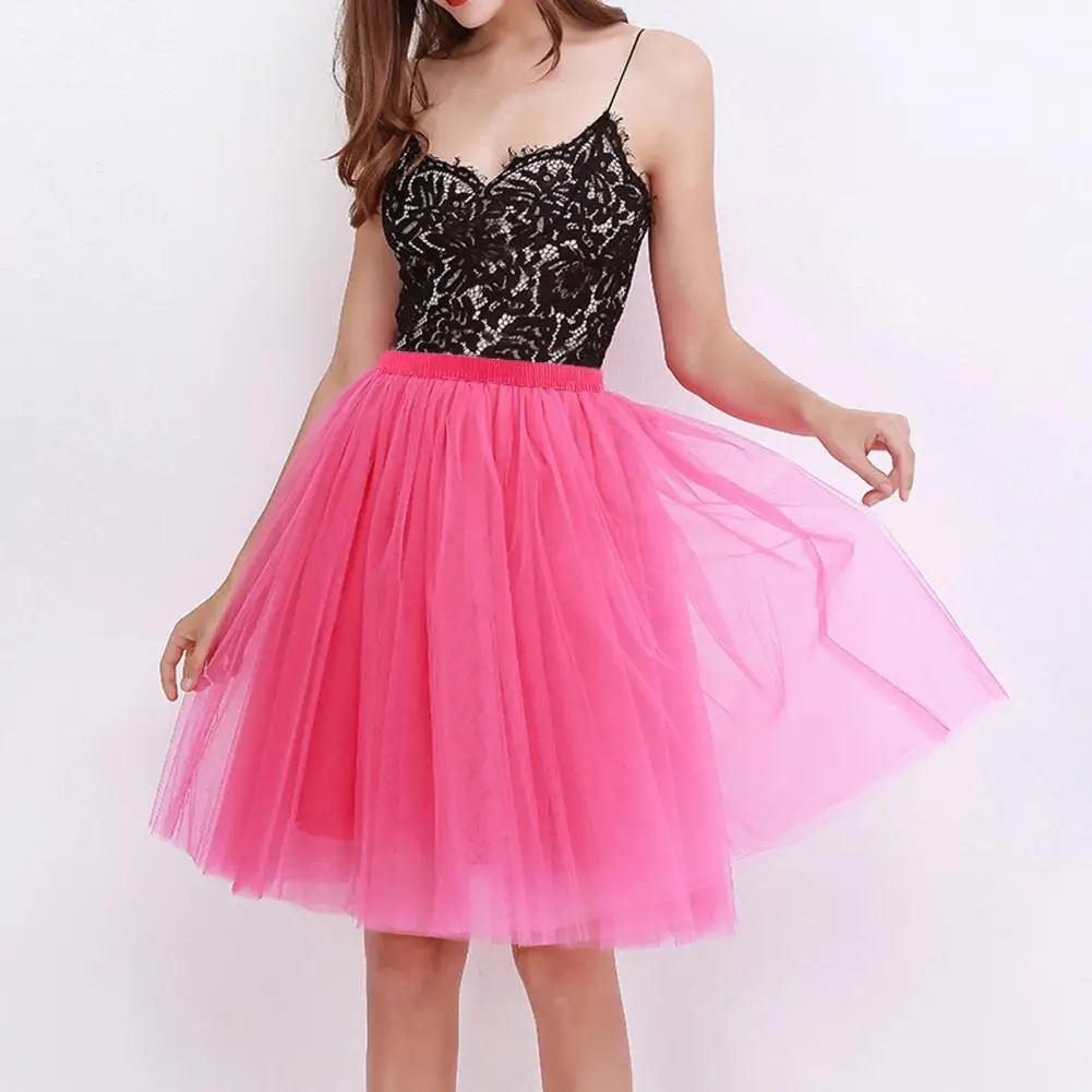 Women Summer Vintage Tulle Skirt Adult Fancy Ballet Dancewear 3-Layer Tulle Petticoat Party Costume Ball Gown Adult Mini Skirt