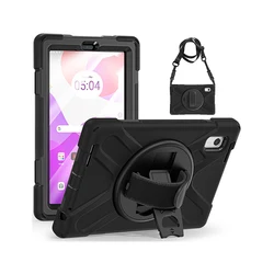 Rugged Shockproof Kids Tablet Case with Kickstand, Handle, and Shoulder Strap for Lenovo Tab M9 (Black)