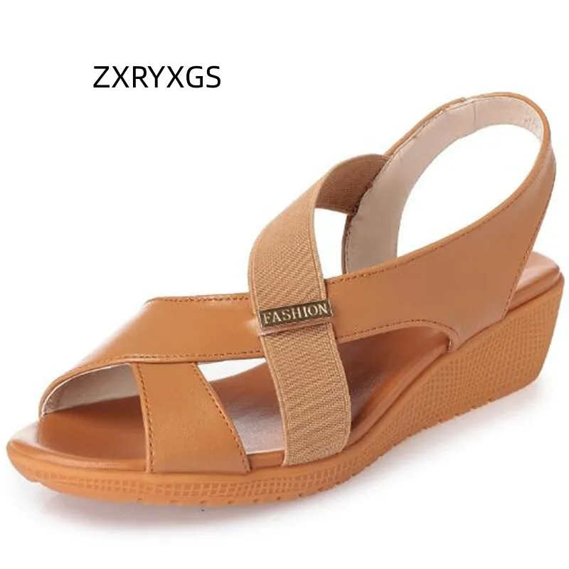 

ZXRYXGS 2023 Summer New Fashionable Women's Sandals Flat Non Slip Cow Rib Sole Wedges Sandals Large Size Shoes Casual Sandals