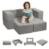 for kids Modular Sofa Bed Set Playroom Furniture 4Pcs with Removable Cover Grey 1