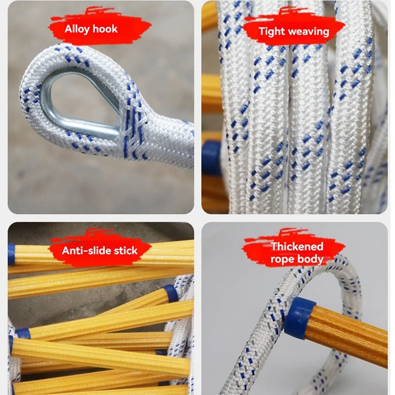 New-Rope Ladder, Emergency Fire Escape Ladder, Flame Retardant Safety Rope Fast Deployment,Ladder Escape Ladder,3M