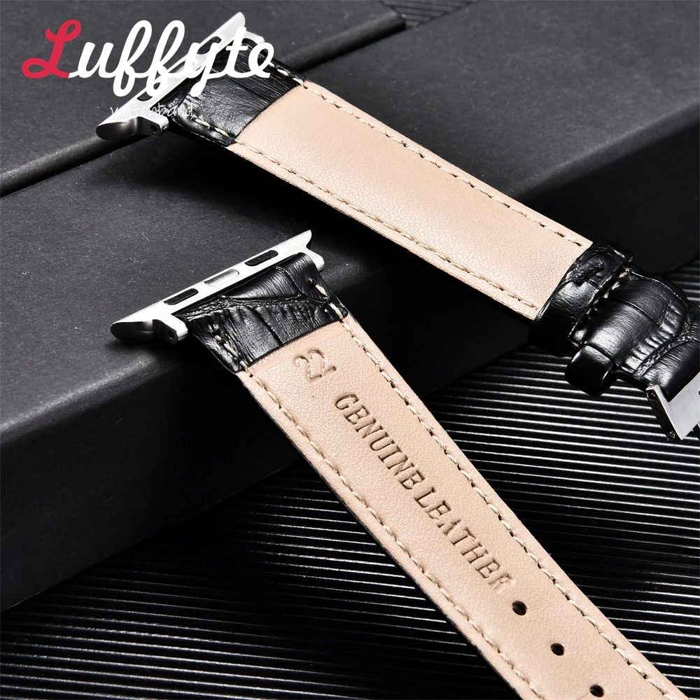 Genuine Leather Bamboo Patterned Business Watchband