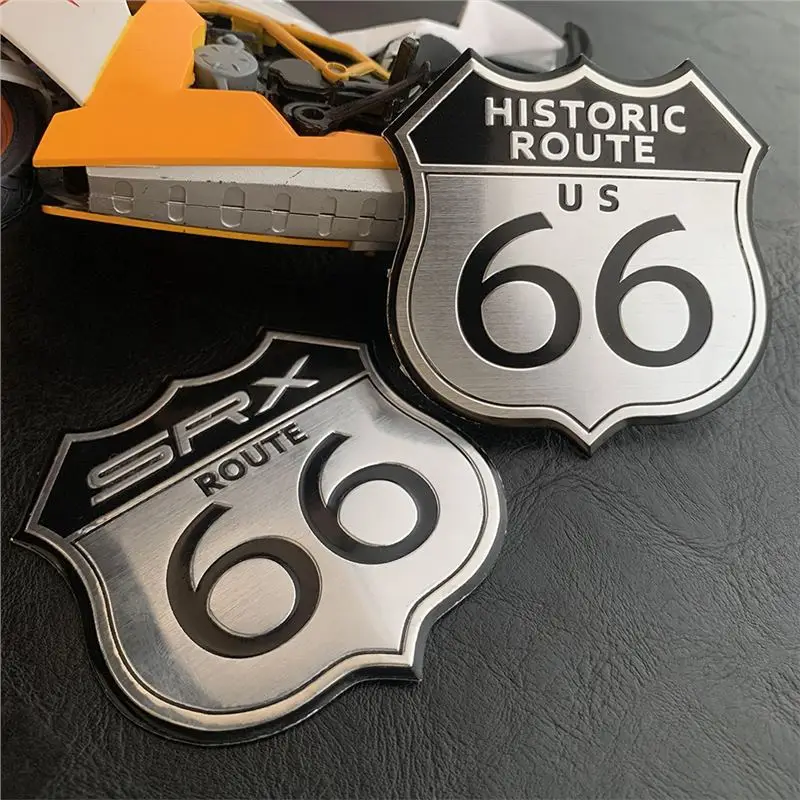 Adesivo Moto Lega Di Alluminio America Us The Route 66 Road 3D Logo Car Decal Body Laptop Cabinet Per Cadillac Srx Ford