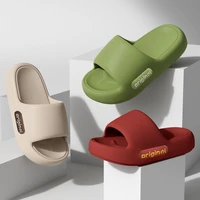 Beach slippers with lettering for men and women, thick-soled, non-slip flip-flops in solid colour for indoor and bathing, summer 1