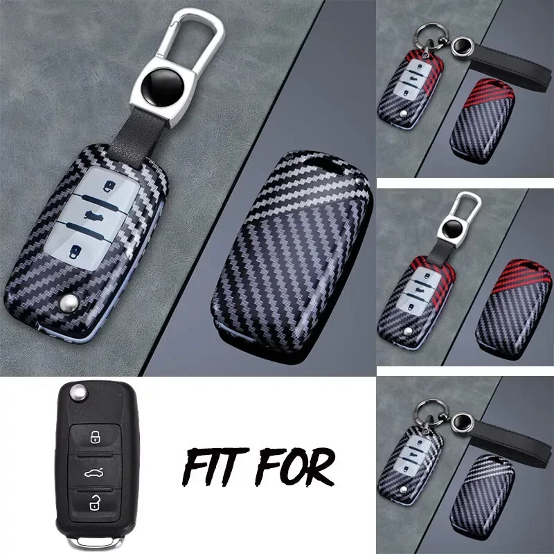 Carbon Fiber Car Remote Key Fob Case Cover Holder For VW Golf GTI Jetta ...