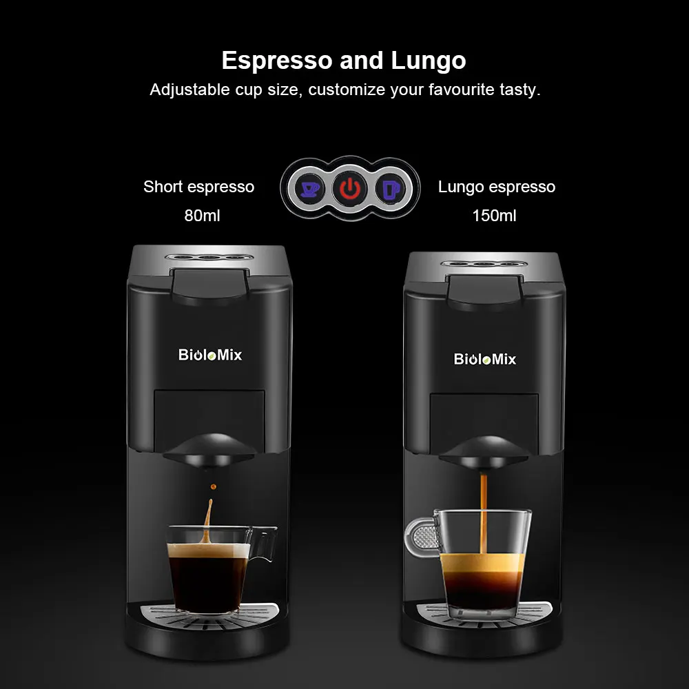 BioloMix 3 in 1 Espresso Coffee Machine 19Bar 1450W Multiple Capsule Coffee Maker Fit Nespresso,Dolce Gusto and Powder