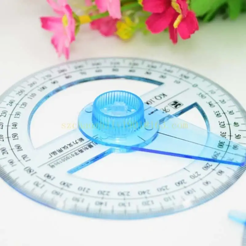 4인치 원형 각도기, 360도 플라스틱 각도기 눈금자 측정 도구, 학교 교실 사무실 제도 측정용