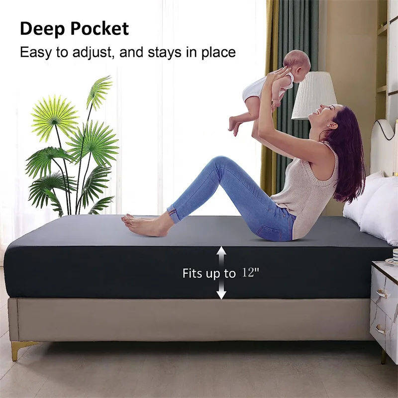 Description Picture 5 of itemWaterproof Mattress Protector Breathable Smooth Mattress Cover Anti-mite Bed Cover Twin Queen King Size Bed Elastic Fitted Sheet