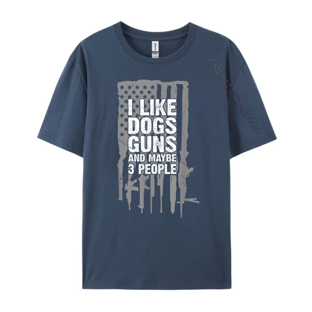 Hip Hop Woman T Shirts O-Neck Short Sleeve 100% Cotton Fabric I Like Dogs Guns And Tops & Tees Summer T Shirt  I Like Dogs Guns And Maybe 3 People_B6552 navy