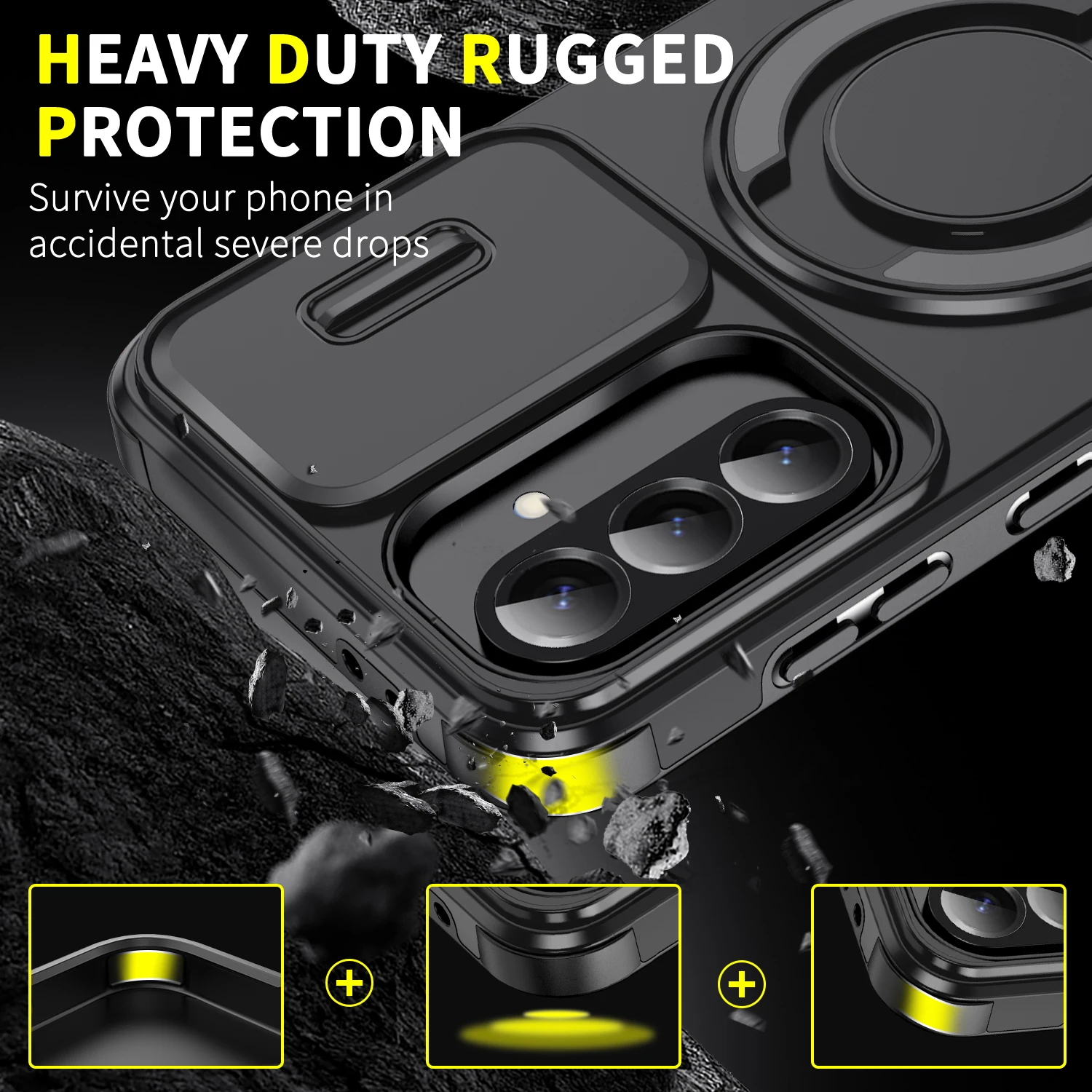 360° Rotating Magnetic Bracket Camera Protection Phone Case