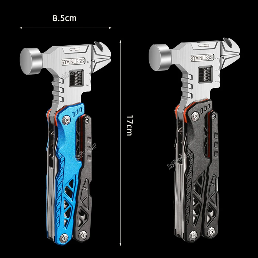 Universal Folding Pliers Hammer Outdoor Camping Multifunctional Round Head Hammer Stainless Steel Folding Nail Hammer Pliers 6