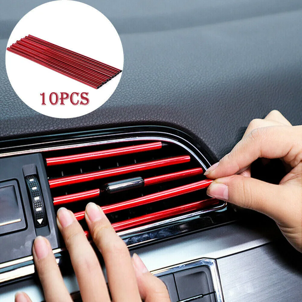 10 Pz Car-Styling Placcatura Presa D'Aria Trim Strip Interni Air Vent Griglia Switch Rim Trim Outlet Decorazione Strip Fai Da Te