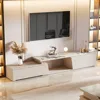 Extendable TV Stand for TVs Up to 100", Modern Entertainment Center with 3 Drawers Storage, Faux Marble Media Console for Livin 1