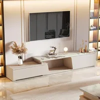 Extendable TV Stand for TVs Up to 100", Modern Entertainment Center with 3 Drawers Storage, Faux Marble Media Console for Livin 1