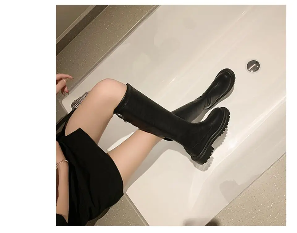Fashion Women Knee high Boots Autumn Winter Autumn Stylish casual rider boots Retro Buckle women shoes Ladies Snow Boots