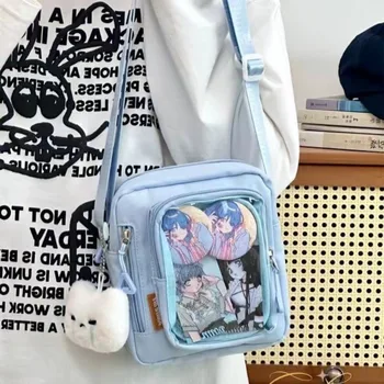 Y2K Mini Women's Korean Style Casual Crossbody Bag with Transparent Pocket, Small Shoulder Bag, Wallet and Phone DIY Bag 1
