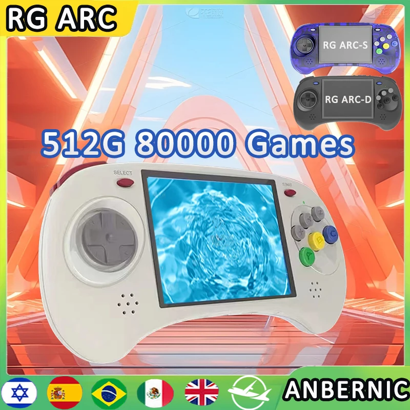 Anbernic Rg Arc-S Arc-D Macchina Da Gioco Portatile Retrò 4 Pollici Sistema Android Linux Dual Os Psp 512G 80000 Giochi Regali Per Bambini