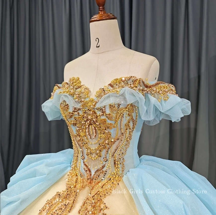 Customised Ball Gowns Quinceanera Dress Dreamy Strapless Bone Encrusted Crystal Applique Lace Pleated vestidos para festas