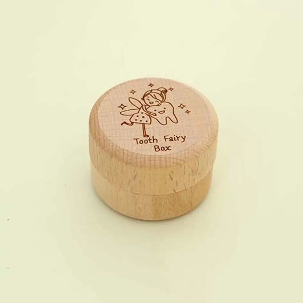 Wooden Wood Baby Tooth Box Baby Teeth Save Primary Teeth Tooth Fairy Box Souvenirs Box Fetal Hair Umbilical Cord Preservation