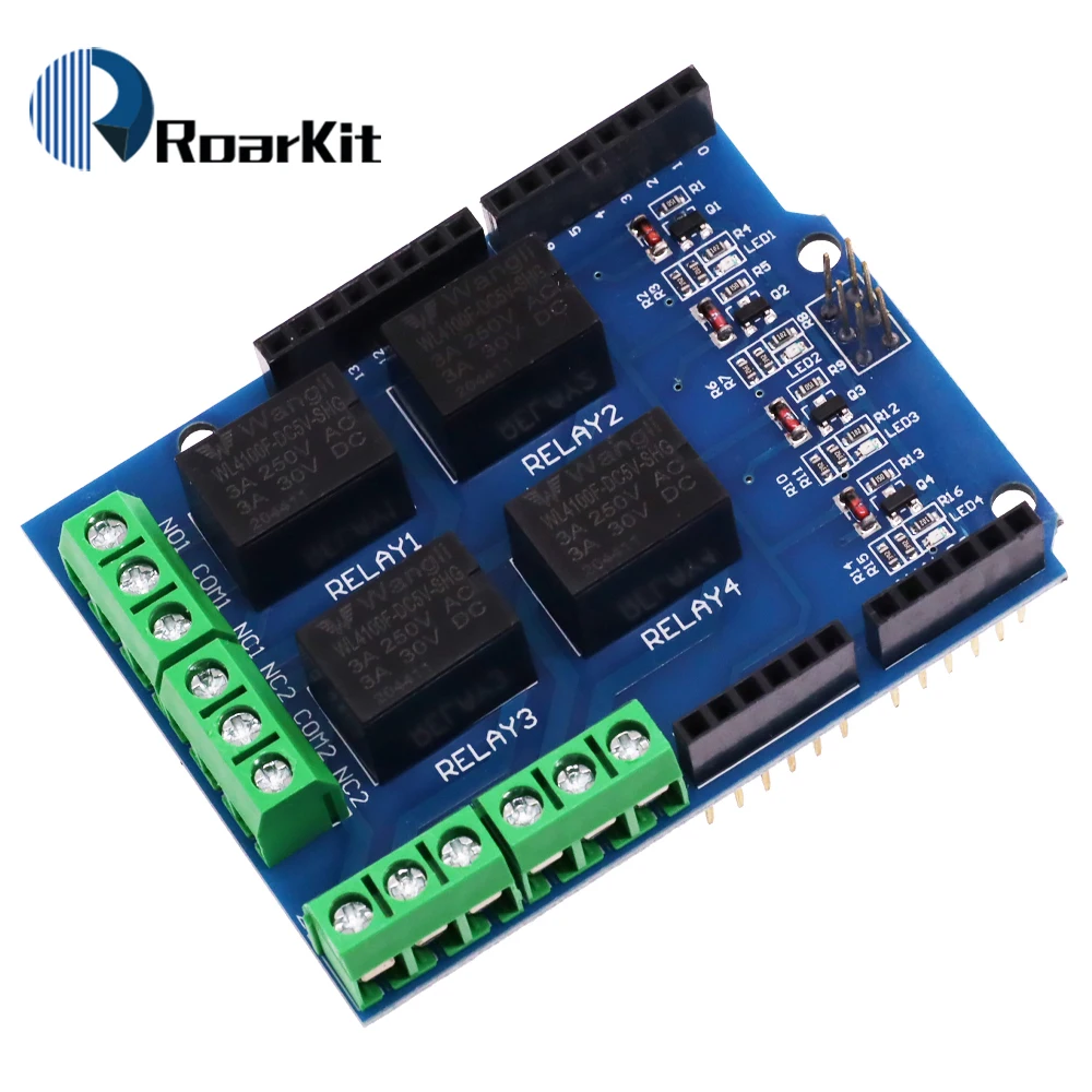 4 Channel 5V Relay Shield Module, Four Way Relay Control Board ...