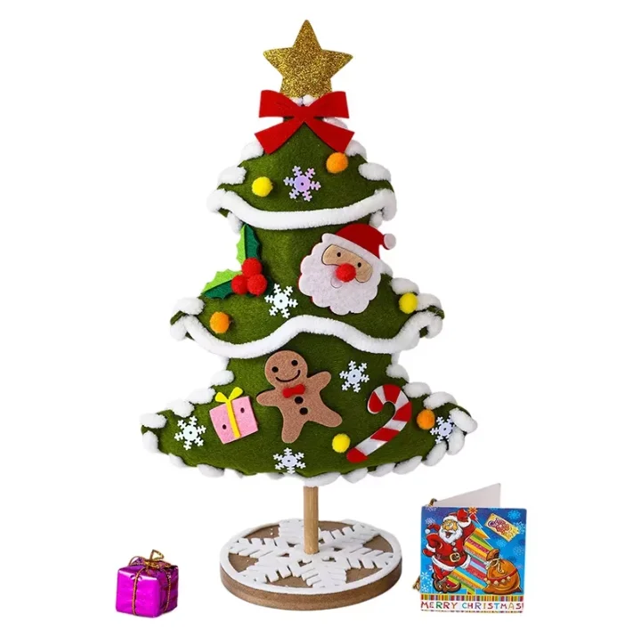Festive DIY Christmas Tree Craft Kit for Kids - Handmade Decoration and Puzzle Activity Set