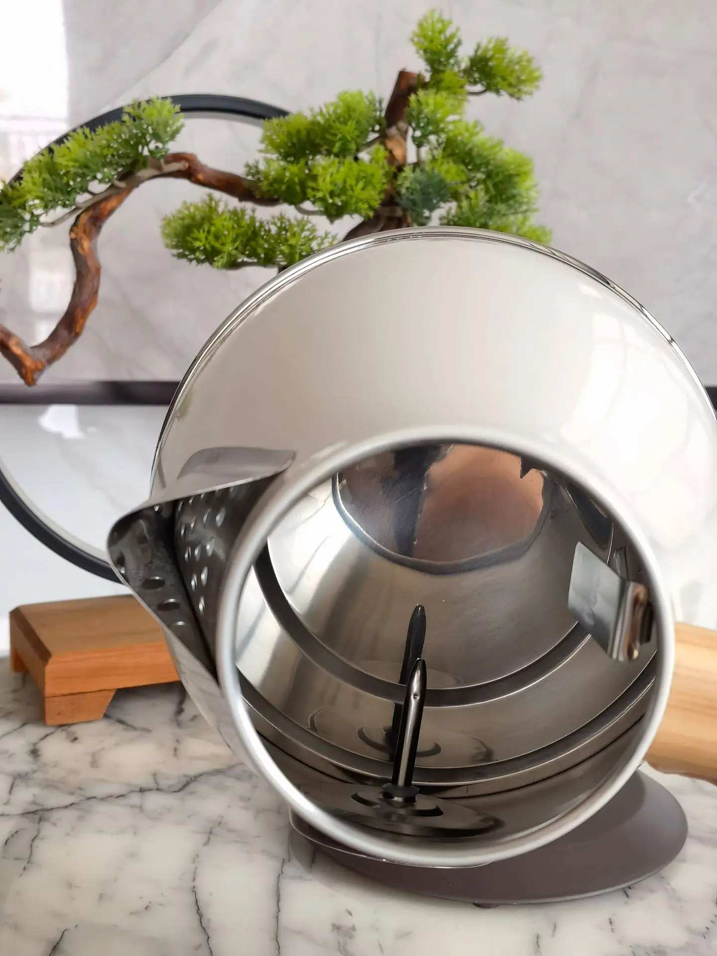 Automatic 1.7L Electric Kettle Water Boiler Vintage Painted Wood Grain 304 Stainless Steel Thermometer 2000w 220V 5