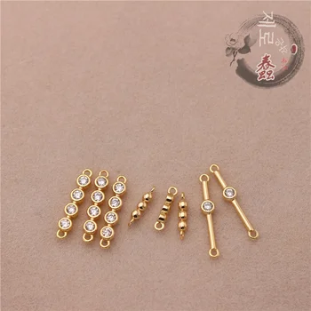 제로 작은 바보 구리 금도금 설탕 조롱박 커넥팅로드 다양한 유형의 지르콘 마이크로 상감 고대 스타일 머리핀 DIY 소재 액세서리