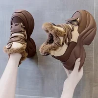 2024 New Women's Fleece-Lined and Thickened Snow Boots Warm Winter Sports Shoes High Cotton Shoe Upper White Casual Style